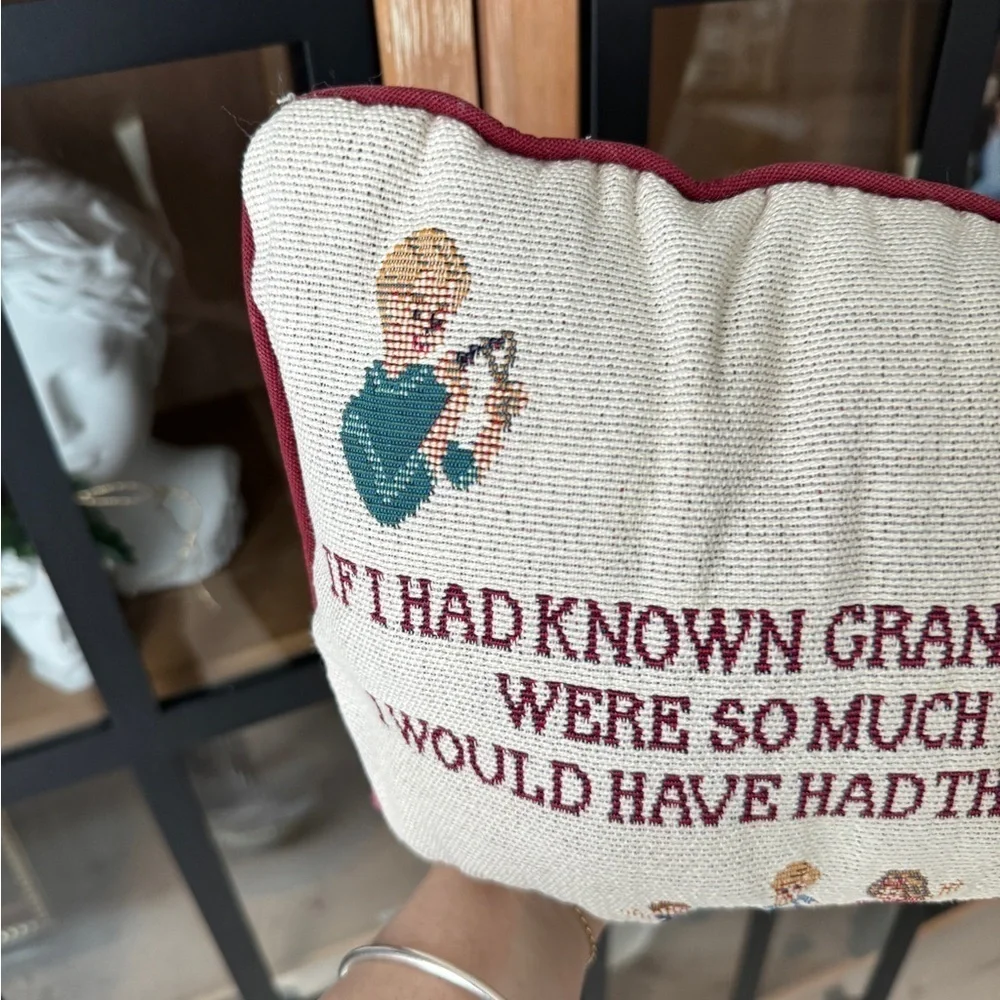 Vintage Grandchildren needlepoint pillow funny grandmother grandparents accent